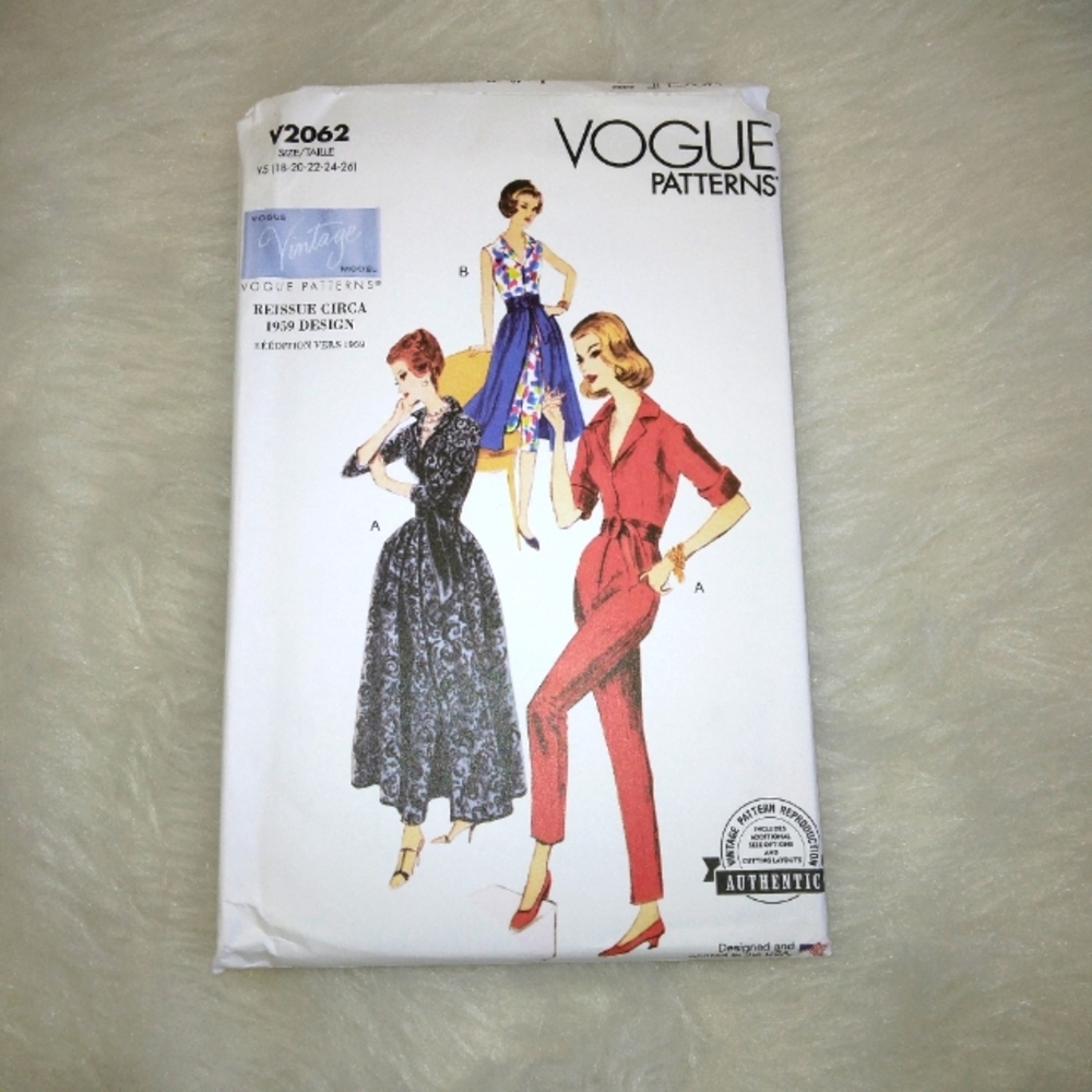 VOGUE V2062 SZ 18-26 1950s Misses' Slack Suit (Jumpsuit) and Skirt